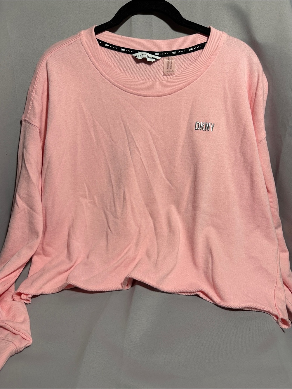 DKNY Light Pink Cropped Crewneck Sweatshirt